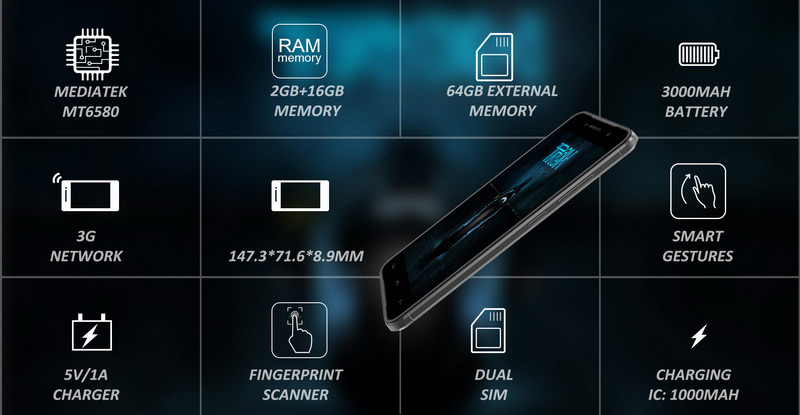 homtom ht37 iron grey смартфон со сканером отпечатка пальца