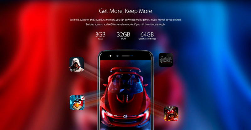 Homtom HT50 Black 3Gb RAM 32Gb ROM смартфон парадует вас производительностью