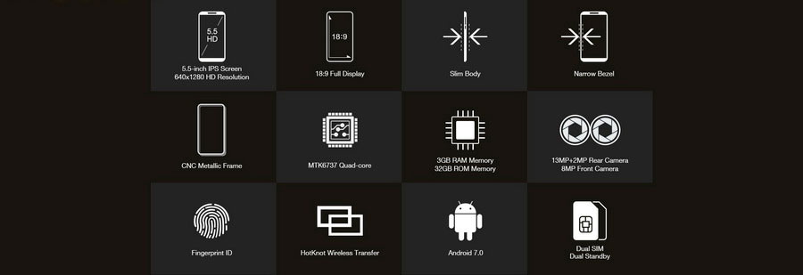 HomTom S7 MediaTek MT6737, Процессор: ARM Cortex-A53, 1250 МГц, Графический процессор: ARM Mali-T720 MP2