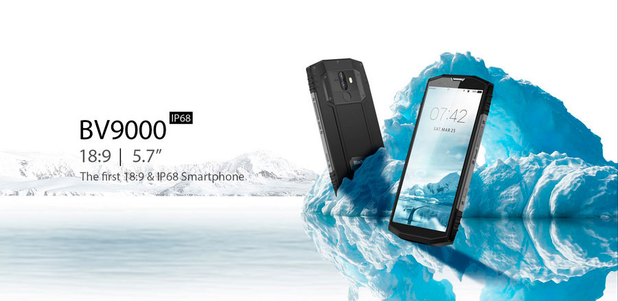 Blackview BV9000 Ice Silver (4Gb RAM 64Gb ROM) имеет достаточно для защищённого смартфона тонкие рамки вокруг дисплея.