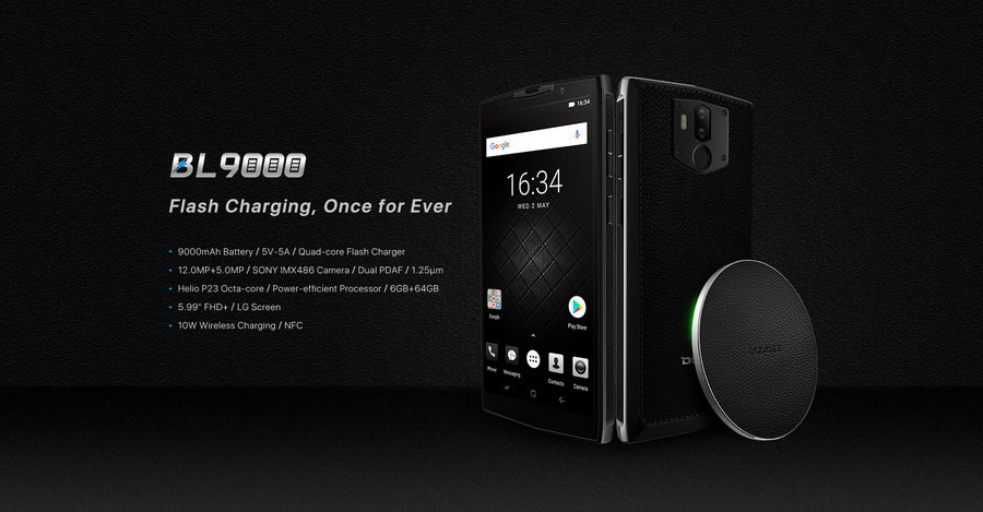 Doogee BL9000 Silver Edge смартфон с мощным аккумулятором 9000 мАч