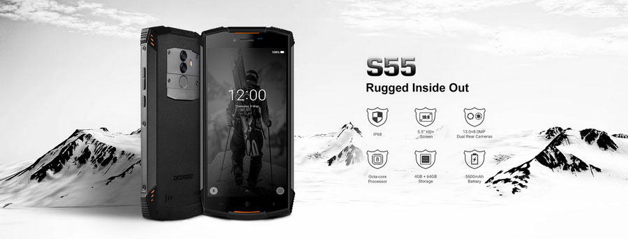 Doogee S55 Black появился в 2018 году, как один из самых интересных защищённых смартфонов