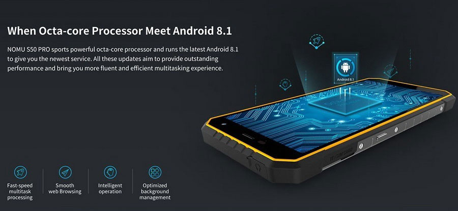 Nomu S50 Pro Orange получил защищенный по стандартам IP68 и MIL-STD-810G корпус, 5,72-дюймовый дисплей