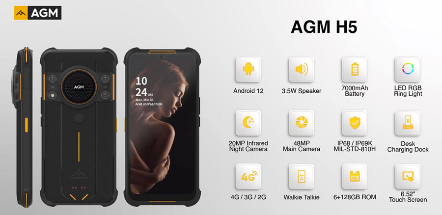 AGM H5 Black 6/128GB оснащений процесором Helio P35, який має 8 ядер та високу частоту в 2.3 ГГц. Його переваги в енергоефективності, а також достатньої продуктивності для роботи у всіх додатках