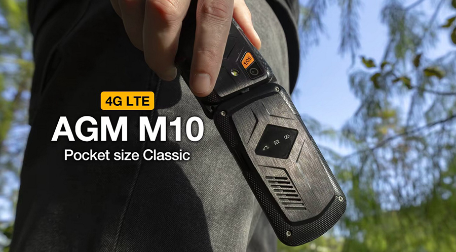 AGM M10 Rugged Flip Phone For Elderly Dual SIM Card Large Button FM Radio Push Button SOS Call 3 Card Slots With Loud Speaker
