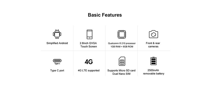 AGM M5 (Android, 4G) Black звонилка на Андройде с большим сенсорным экраном 2,8 Дюйма