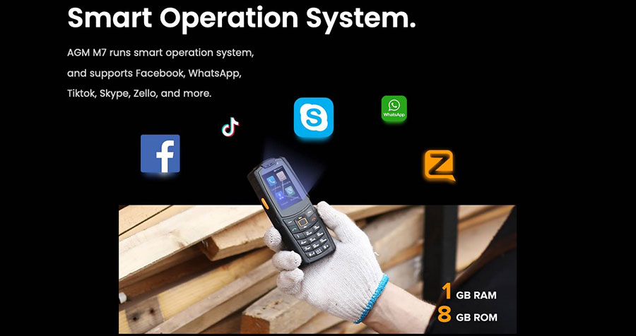 AGM M7 Black соответствует сертификации IP68 и американскому военному стандарту MIL-STD-810G.