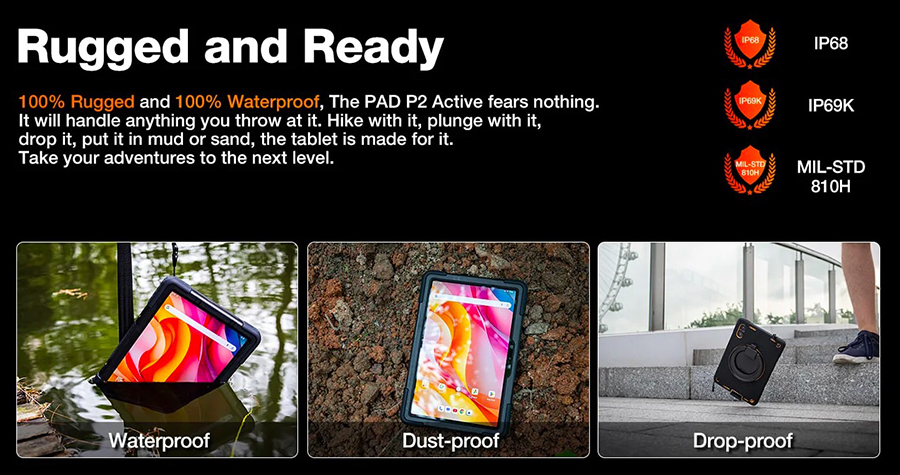 AGM Pad P2 Active 8/256Gb Black MIL-STD-810
