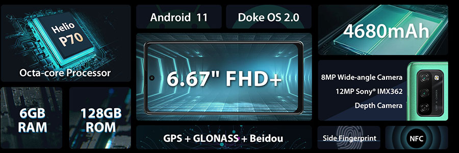 Blackview A100 6/128Gb Green на процессоре Mediatek Helio P70, с 6Гб ОЗУ и видеоускорителя Mali G72MP3 справляется прекрасно с всеми задачами