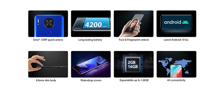 Blackview A80 2/16Gb Black имеет 6,21 дюймов IPS-дисплей с разрешением 720 x 1520 px