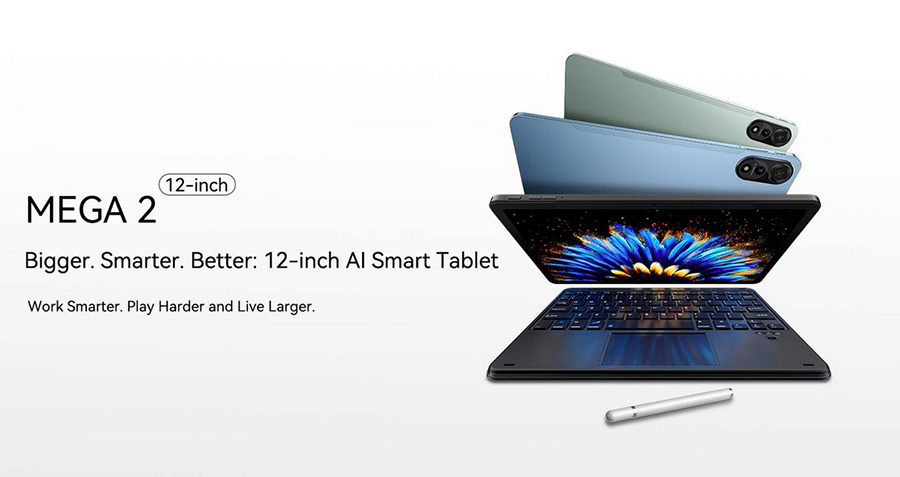 Blackview MEGA 2 Tablets 12 inch 2K Display Widevine L1 Android 15 256GB 9000mAh Battery AI Main Camera Pad PC