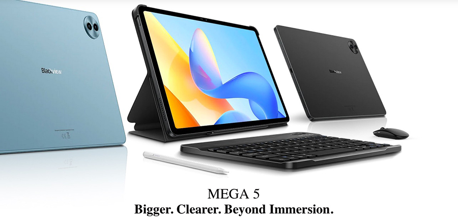 Планшет Blackview Mega 5 12/256GB Blue с чехлом, клавиатурой, стилусом и беспроводной мышью