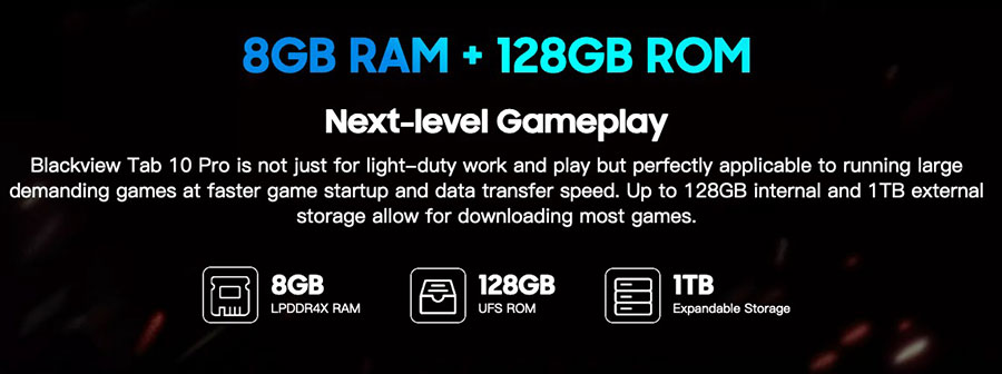 Blackview Tab 10 Pro 8/128Gb LTE Gold имеет тот же корпус, те же камеры и экран, но больше памяти и меньше батарейку и другой чипсет