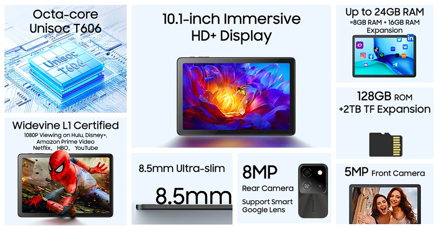 Blackview Tab 60 Pro 8/128GB Grey UMS9230(T606); octa-core; 2 x A75@1.6GHz + 6 x A55@1.6GHz