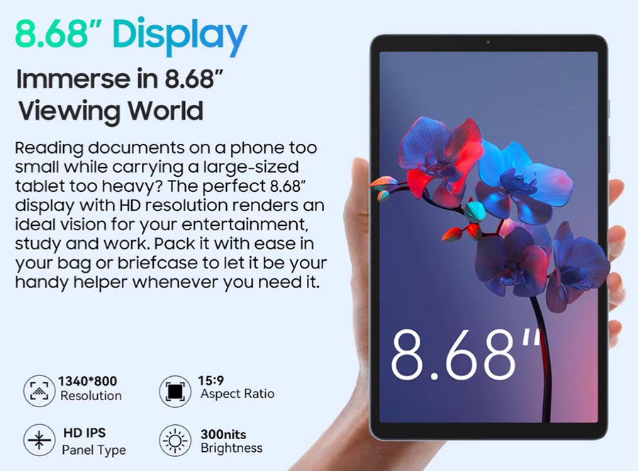 Blackview Tab 60 8.68'' HD+ IPS 800*1340 Display