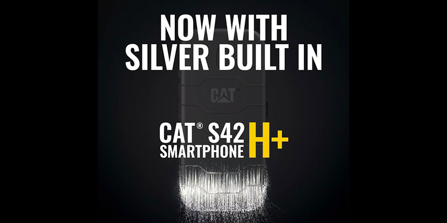Caterpillar CAT S42 H+ смартфон имеет антибактериальную защиту при помощи ионов серебра. Которые встроены в материал корпуса.