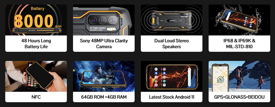 Cubot King Kong 5 Pro 4/64Gb Orange is waterproof, dustproof, and drop-proof. It hosts 4GB+64GB of storage