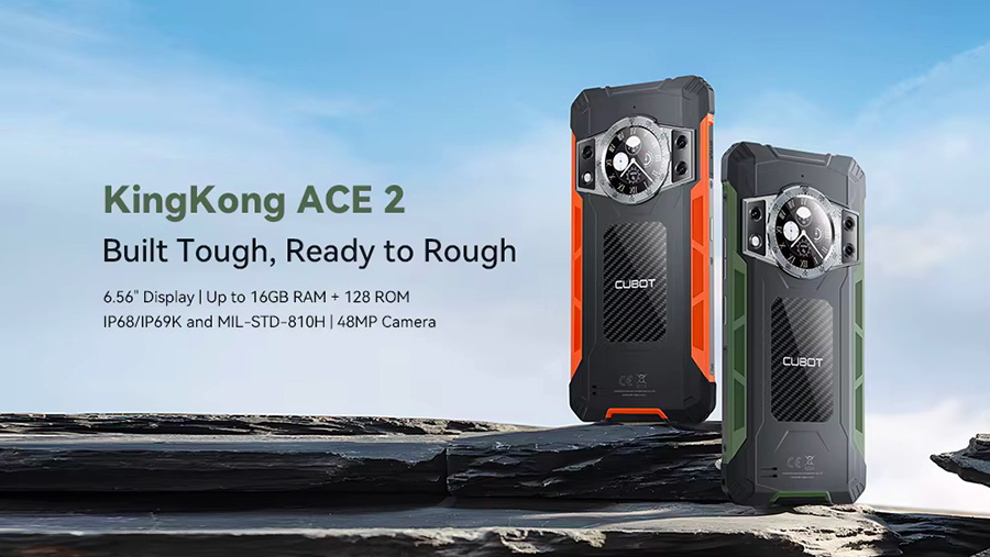 Cubot KingKong ACE 2 Ultra-thin Rugged Smartphone android 14, 16GB RAM(6GB+10GB), 128GB ROM, 6.56-Inch 90Hz Screen