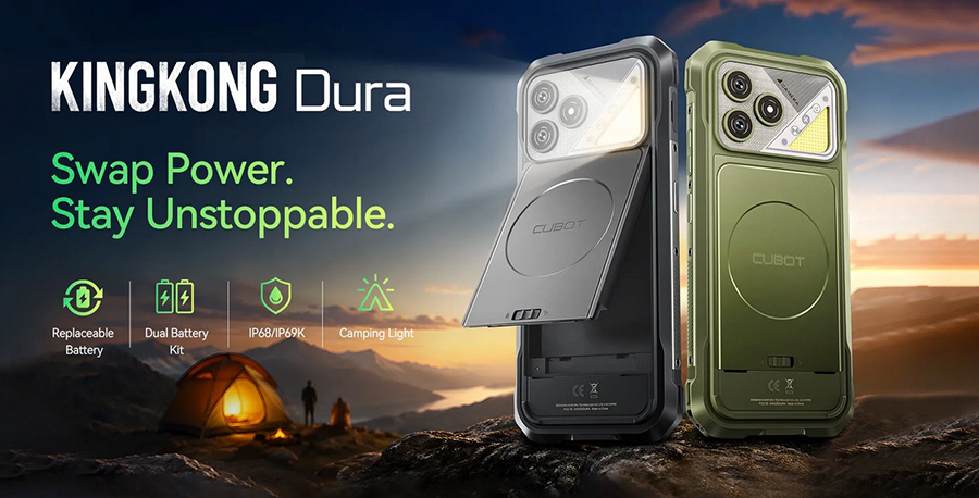 Защищенный смартфон Cubot KingKong Dura 12/256GB Black с открытым отсеком для съемной батареи и ярким фонариком для кемпинга