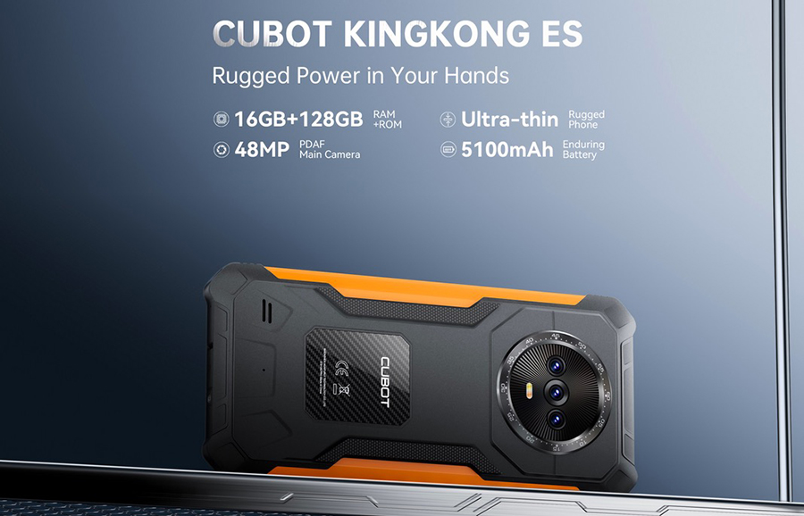 Cubot KingKong ES Ultra-thin Rugged Android Smartphone, 16GB RAM(6GB+10GB), 128GB ROM, 6.56" 90Hz Screen, 48MP Camera, 4G Phone