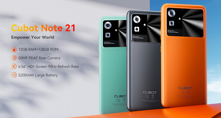 Cubot Note 21 6/256GB Black великолепие 6,56-дюймового емкостного сенсорного экрана HD+ IPS с частотой обновления 90 Гц