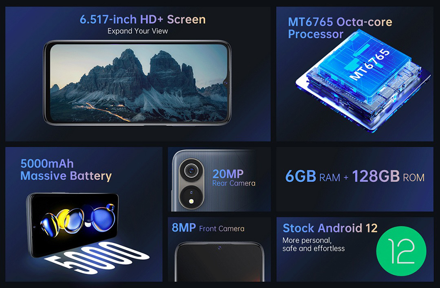 Cubot P60 6/128GB Black с аккумулятором 5000мАч