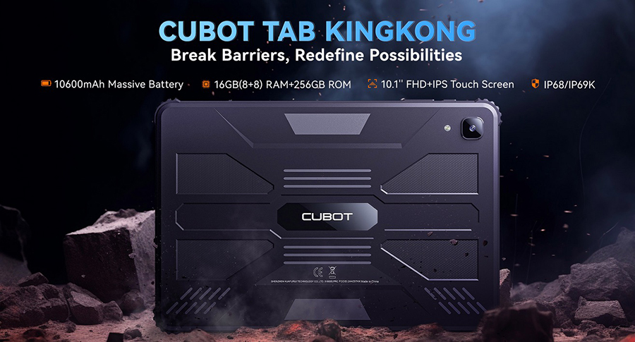 Этот прочный планшет Cubot Tab KingKong 8/256Gb Black, разработанный для работы в самых суровых условиях, имеет сертификаты IP68 и IP69K, что обеспечивает полную защиту от пыли, воды и ударов.
