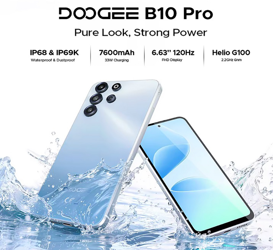 Защищенный смартфон Doogee B10 Pro во влагозащищенном корпусе IP68 IP69K