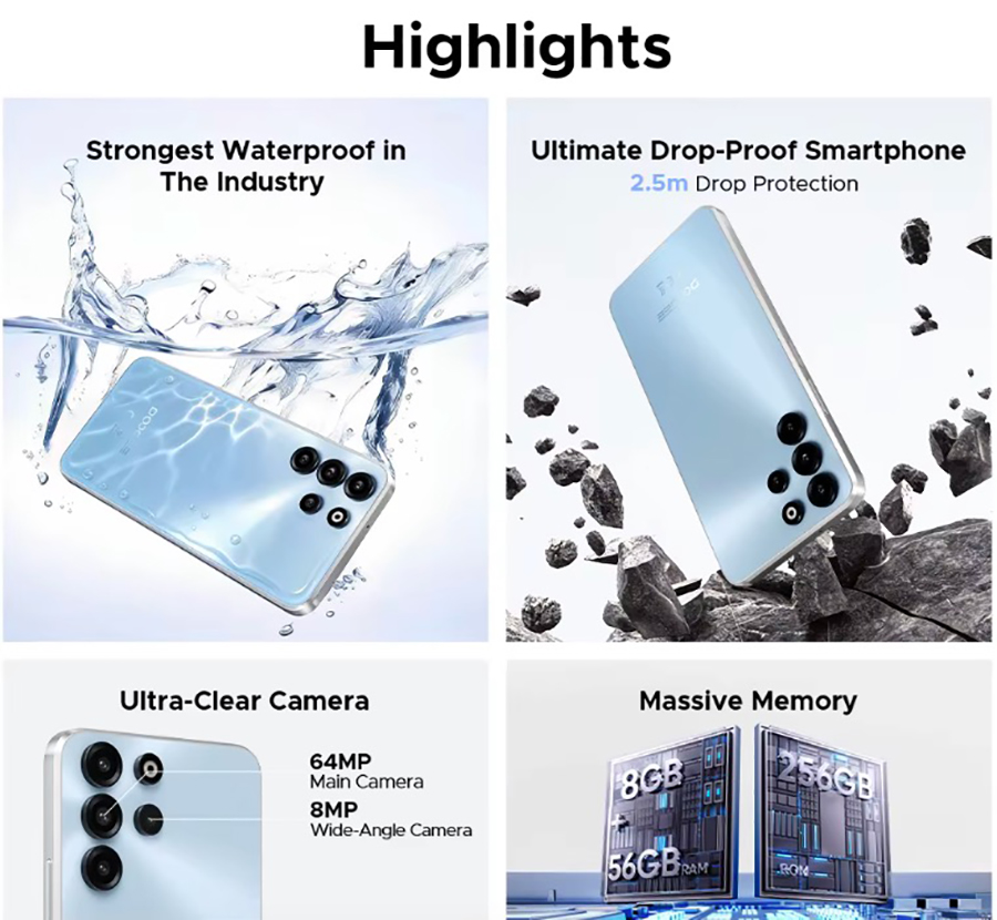 Основные особенности Doogee B10 Pro защита от падений 2.5м, камера 64 Мп и память 8 256 ГБ