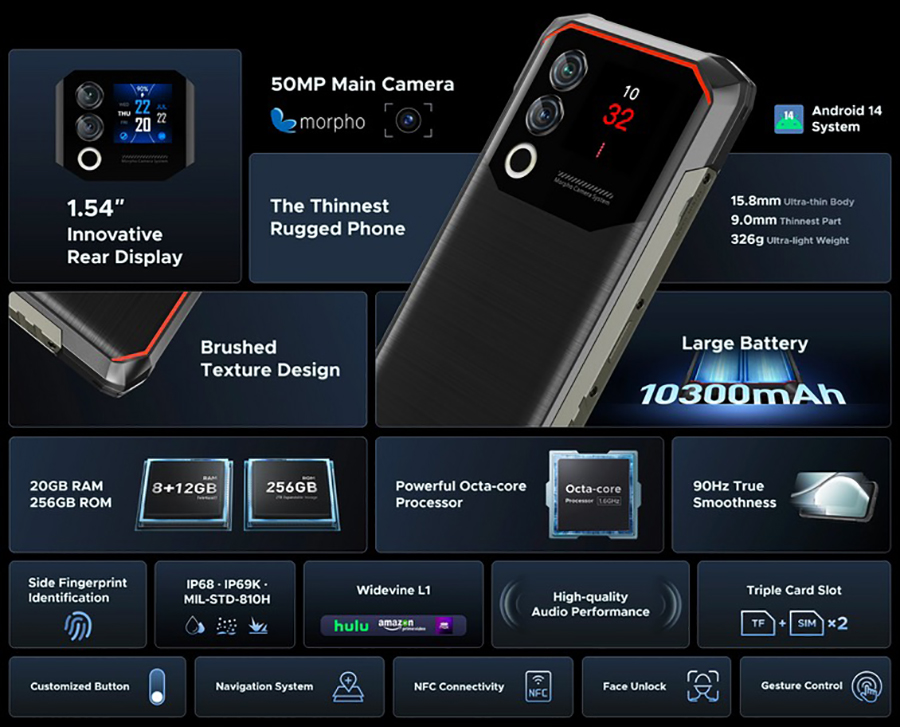 DOOGEE Blade 10 Max Silver Global Version Smartphone 10300mAh Large Battery 50MP AI Camera 6.56" IPS Notch-less Punch Display