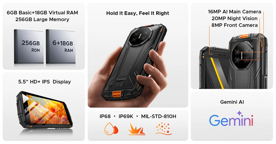 Купить Doogee Fire 3 Ultra 6/256Gb Gray телефон с защитой IP68/IP69K и ночной камерой