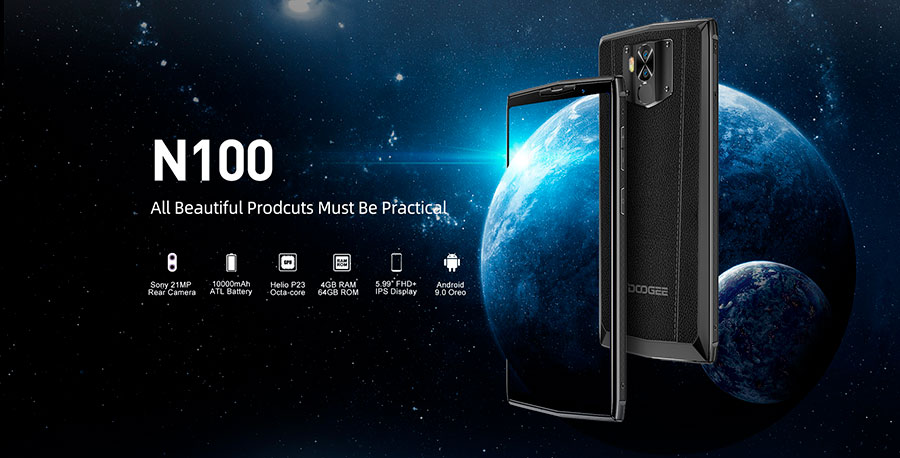 Doogee N100 4/64GB выпущен в 2019 году и оснащен чипсетом Mediatek Helio P23