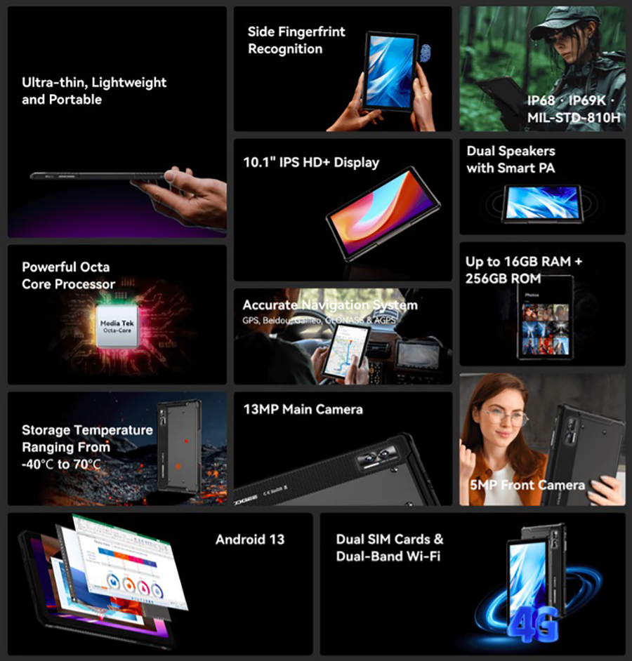 Планшет Doogee R08 16GB RAM (6GB + Up to 10GB Extended RAM) / DDR4X