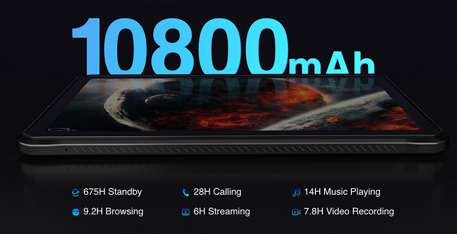 Планшет Doogee R10 Silver позволяет работать в любых условиях: дождь, пыль, ушибы.