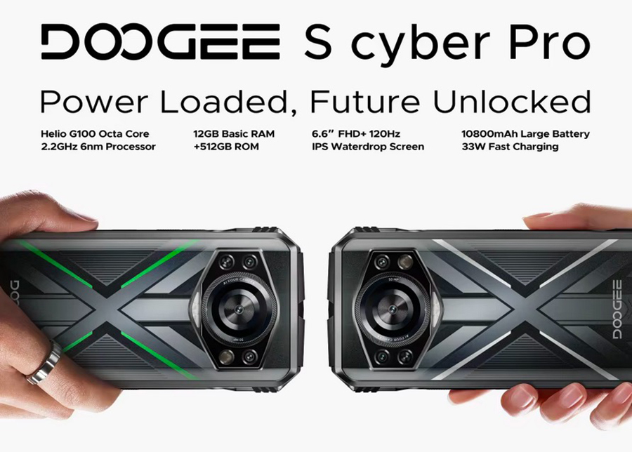 DOOGEE S cyber pro 10800mAh 32GB + 512GB Large battery Android 14 Rugged Phone