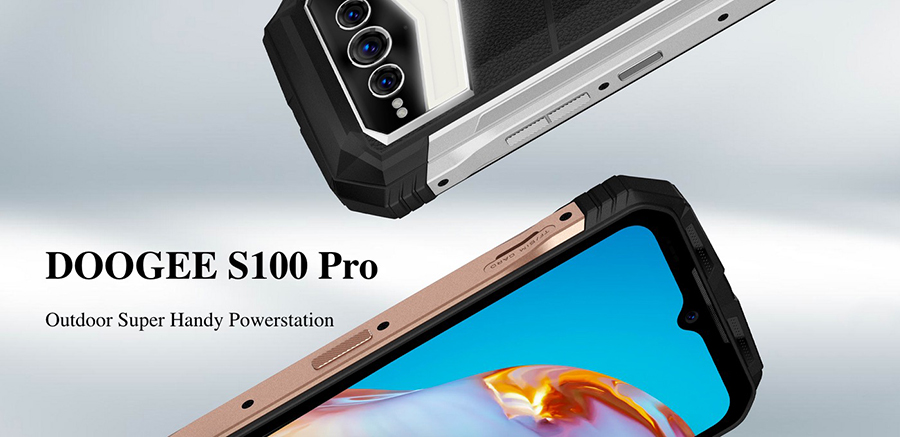 Doogee S100 Pro Gold с кемпинговым фонарем, аккмулятором на 22000 мАч, противоударный смартфон