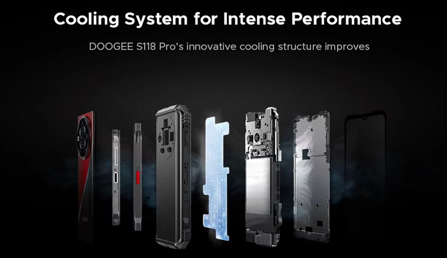 Doogee S118 Pro 8/512GB Red innovative cooling structure improves