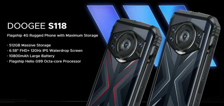 DOOGEE S118 Rugged Smartphone 24GB(12+12GB Extended) 6.58" FHD+ Screen Helio G99 10800mAh 50MP