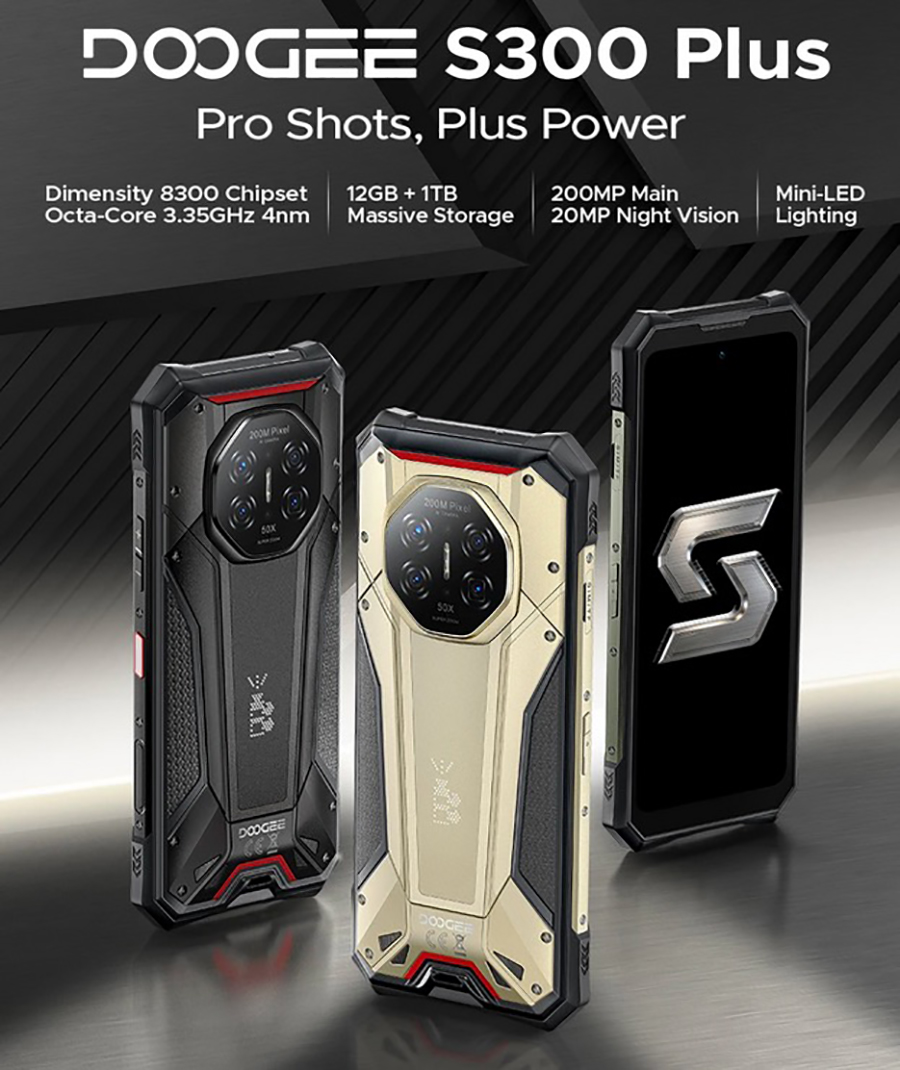 Защищённый смартфон Doogee S300 Plus 12GB/1TB Black для сложных условий и активного использования