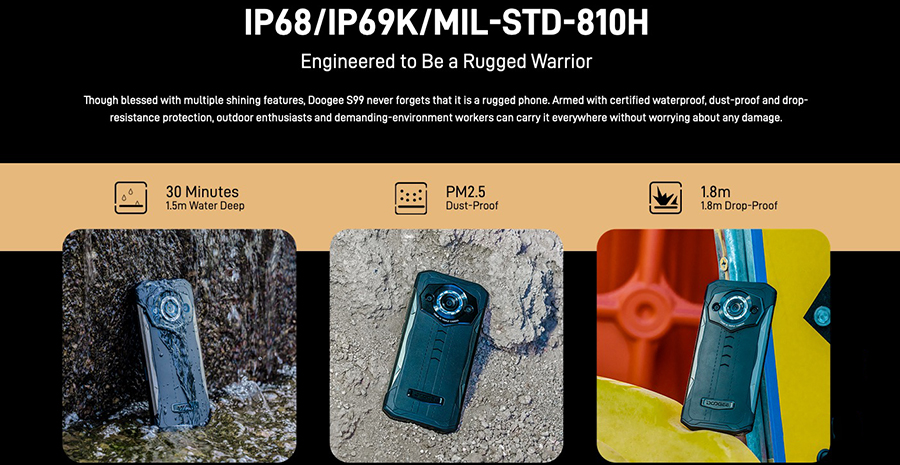 Doogee S99 8/128GB Black очень крепкий и выносливый смартфон с максимальной защитой от удар и падений