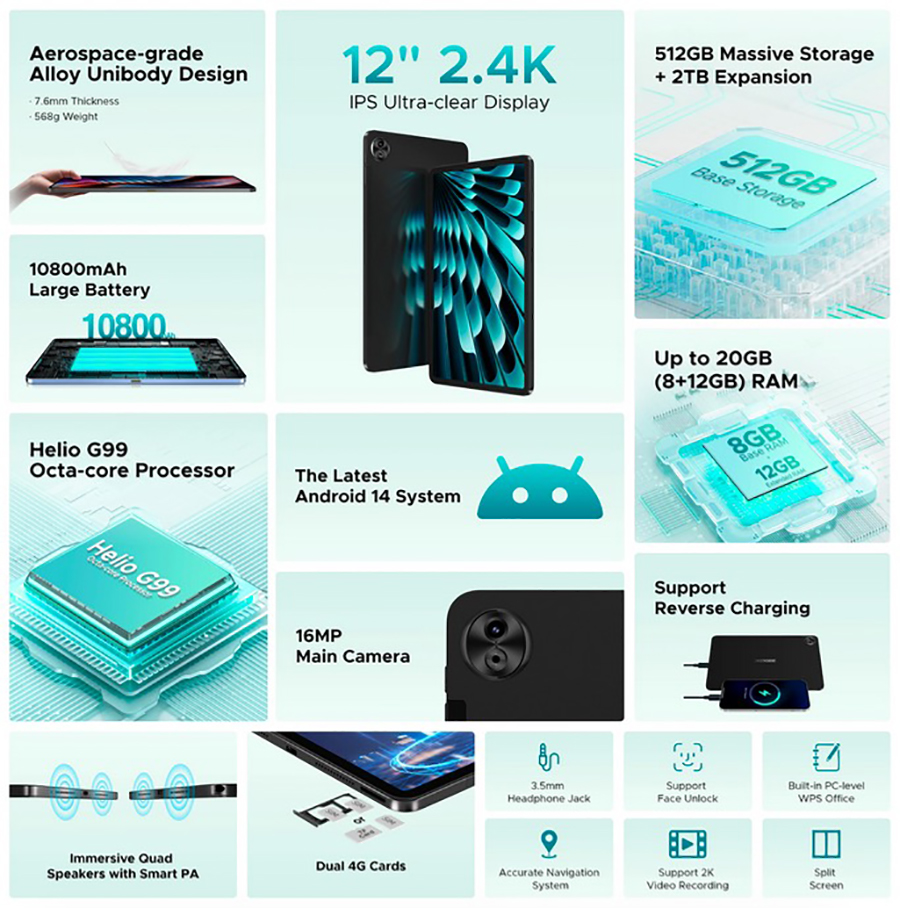Doogee T40 Pro 8/512GB Hi-Res Quad Speakers