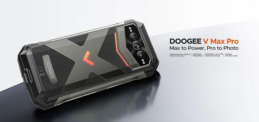 DOOGEE V MAX PRO Rugged Smartphone Dimensity 7050 5G 6.58" IPS Screen12GB RAM 512GB ROM 22000mAH 108MP AI Camera Android 14 NFC