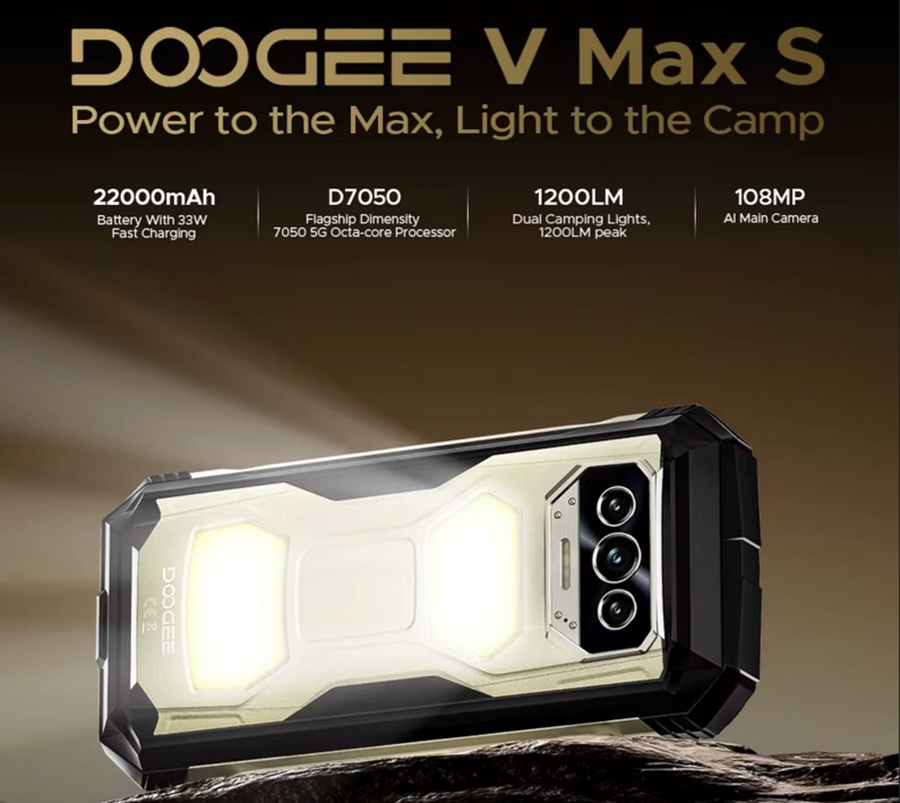 Doogee V Max S 8/256GB — защищенный смартфон с батареей 22000 мАч, мощным процессором Dimensity 7050 и тройной камерой 108 МП. Идеален для экстремальных условий.
