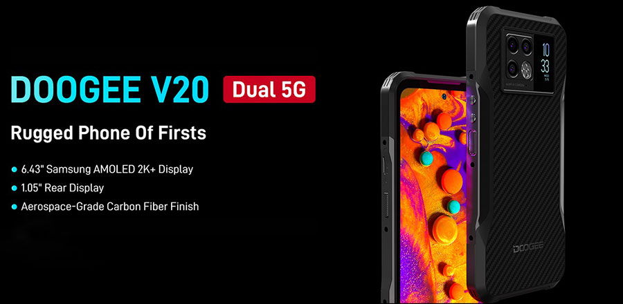 Doogee V20 8/256GB Grey с поддержкой 5G, защита от воды (IP68), защита от струй под напором и горячей воды (IP69K), а также соответствие американскому военному стандарту MIL-STD-810G