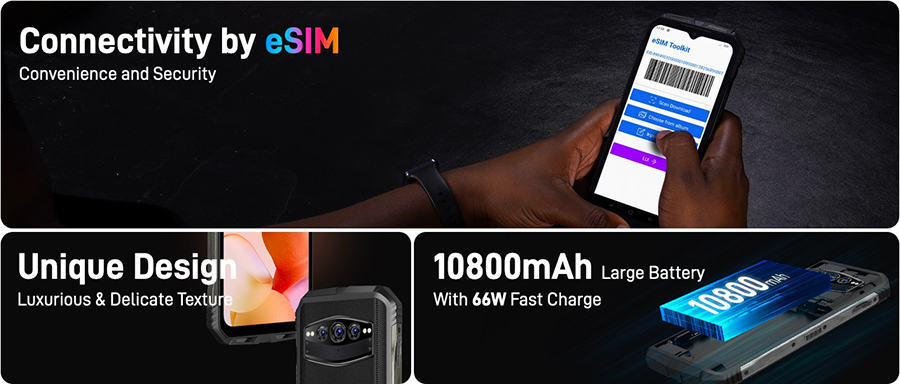 Doogee V30 8/256GB Orange имеет огромный аккумулятор на 10000 mah, с ним вам не страшны отключения света в Украине