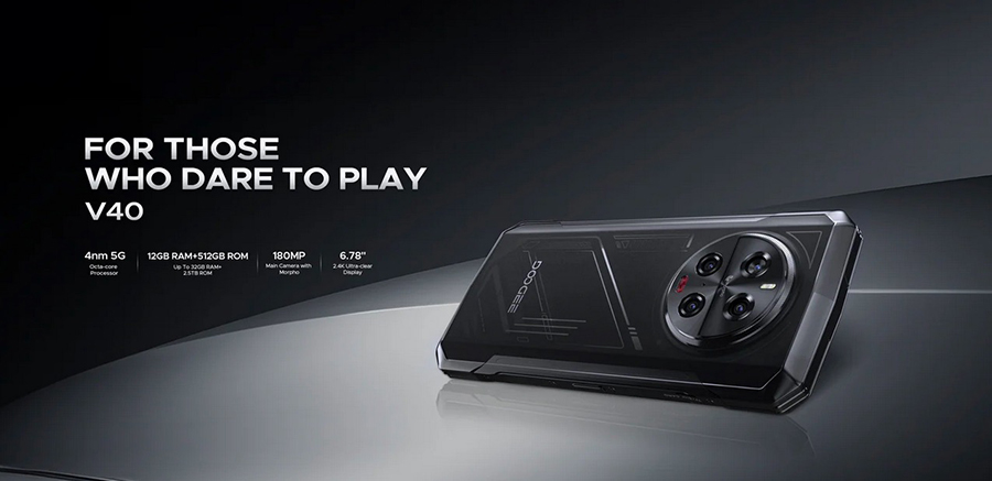 DOOGEE V40 5G Rugged Phone 12GB 512GB Gaming Smartphone Dimensity 7300 6.78"120Hz Display 108MP Al Camera NFC