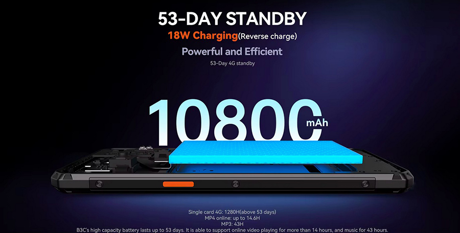 IIIF150 B3C 4/256GB Black Battery Capacity: 10800mAh
