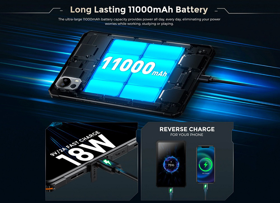 Fossibot DT1 8/256GB Orange Battery :11000mAh with 18W fast charging