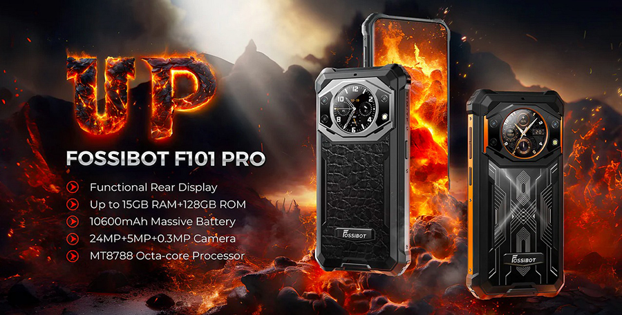 Fossibot F101 Pro 8/128GB Black противоударный смартфон с аккумулятором 10600 мАч