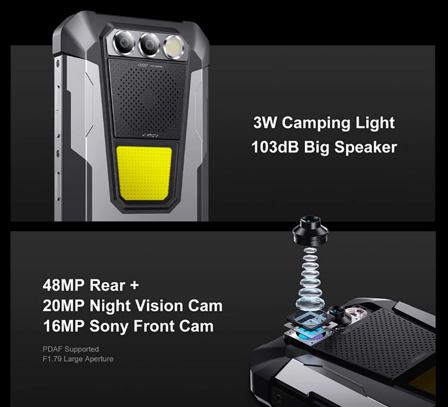 Fossibot F106 Pro 8/256GB Black Water, Dust, And Shock-resistant  IP68, IP69K, MIL-STD-810H